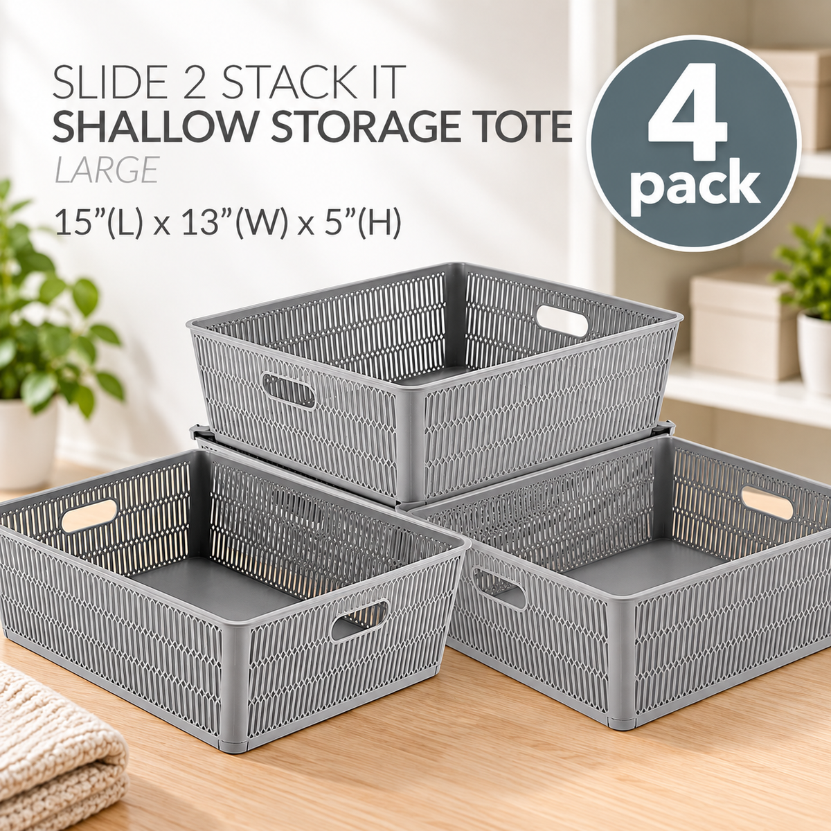 4-Pack Stackable Storage Baskets