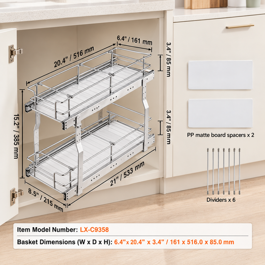 2-Tier Pull-Out Cabinet Organizer