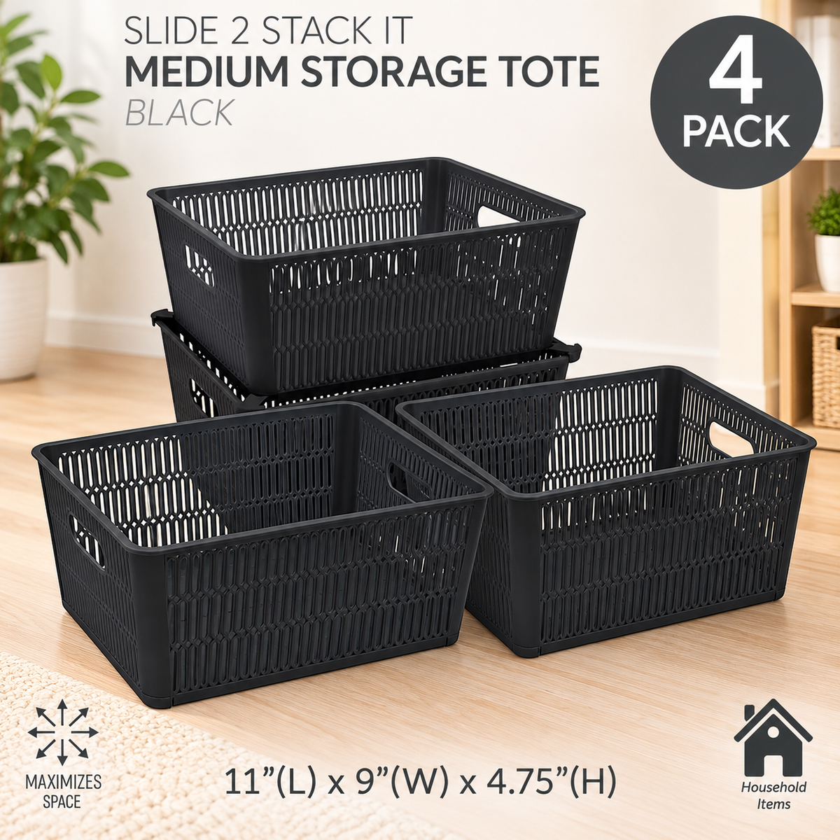 4-Pack Stackable Storage Baskets