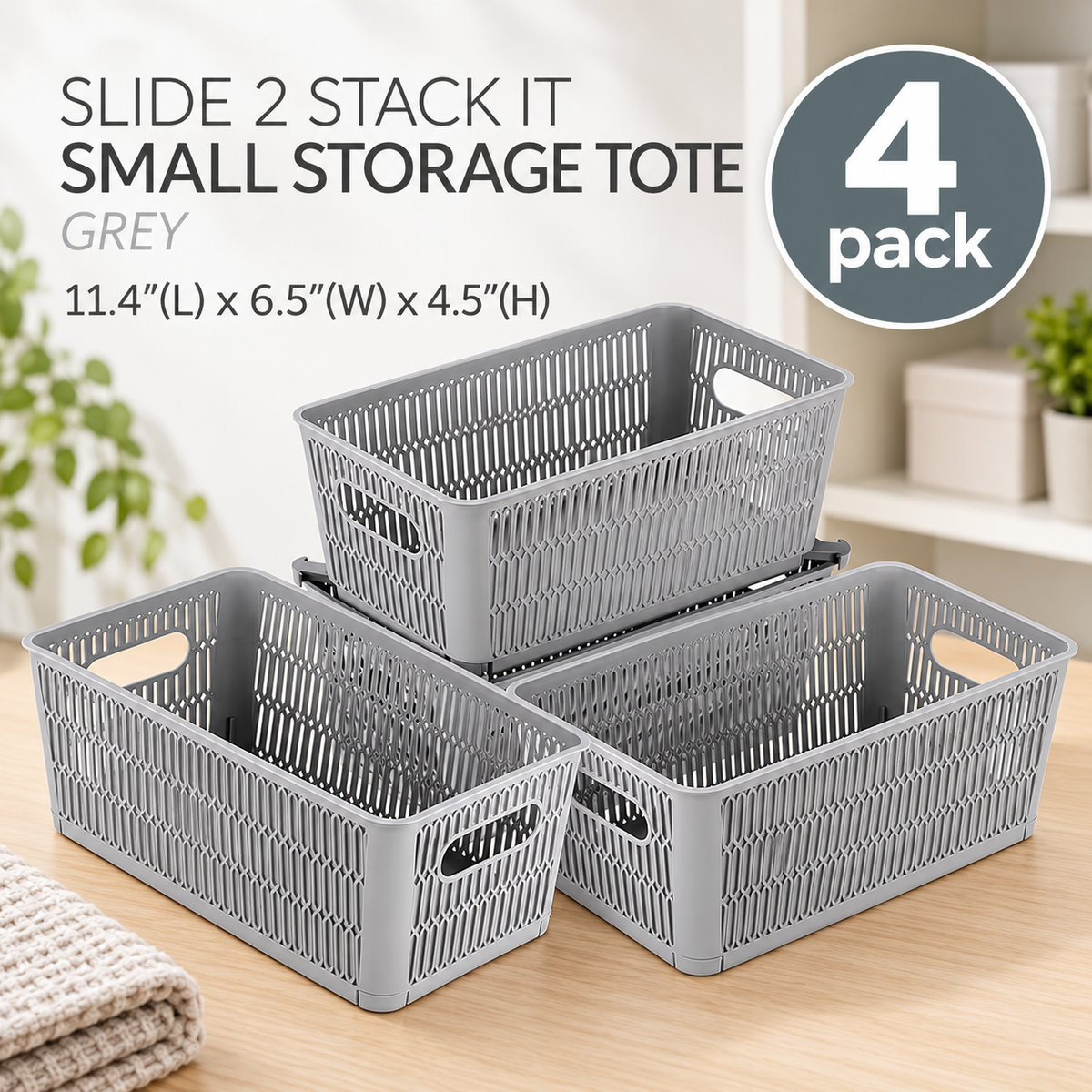4-Pack Stackable Storage Baskets