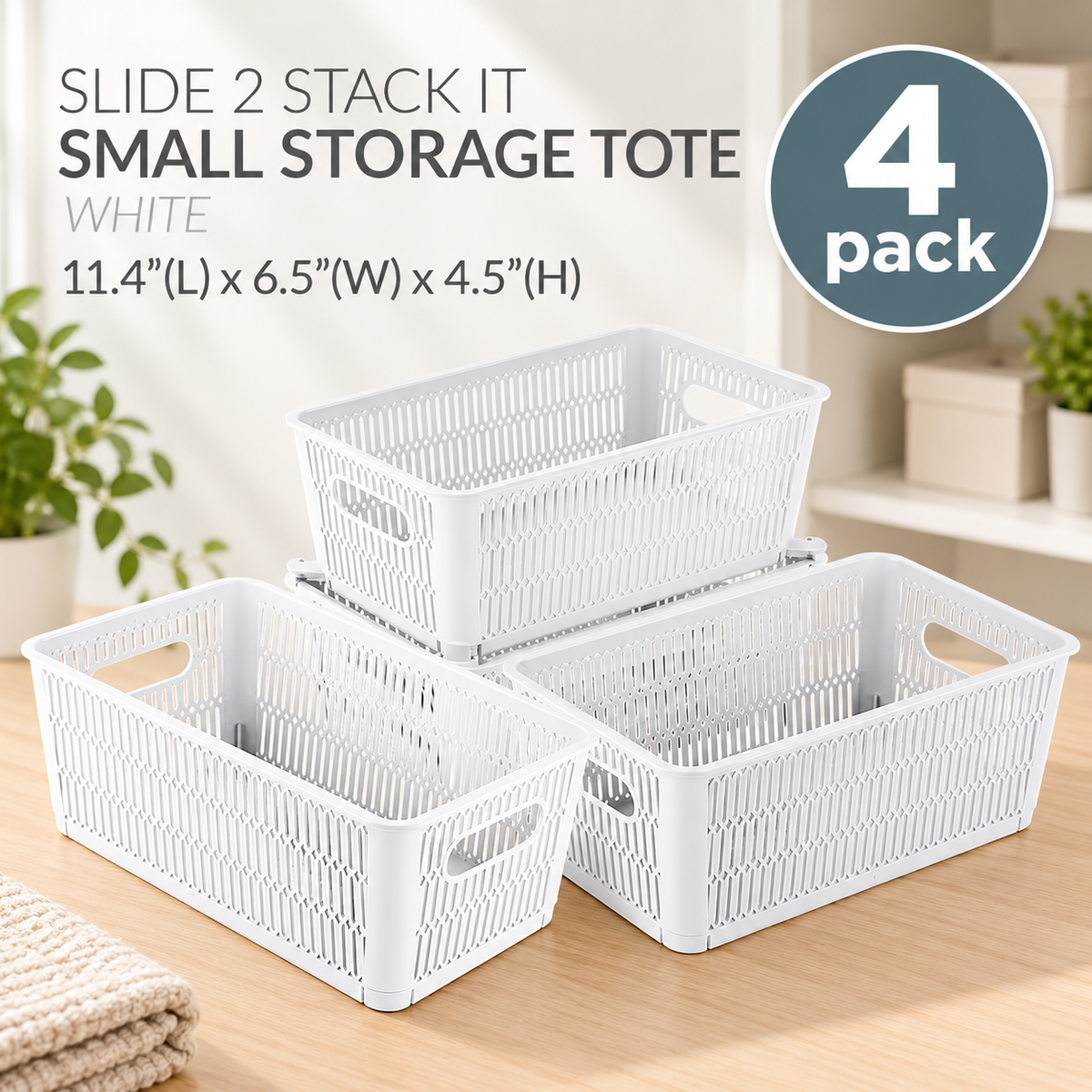 4-Pack Stackable Storage Baskets