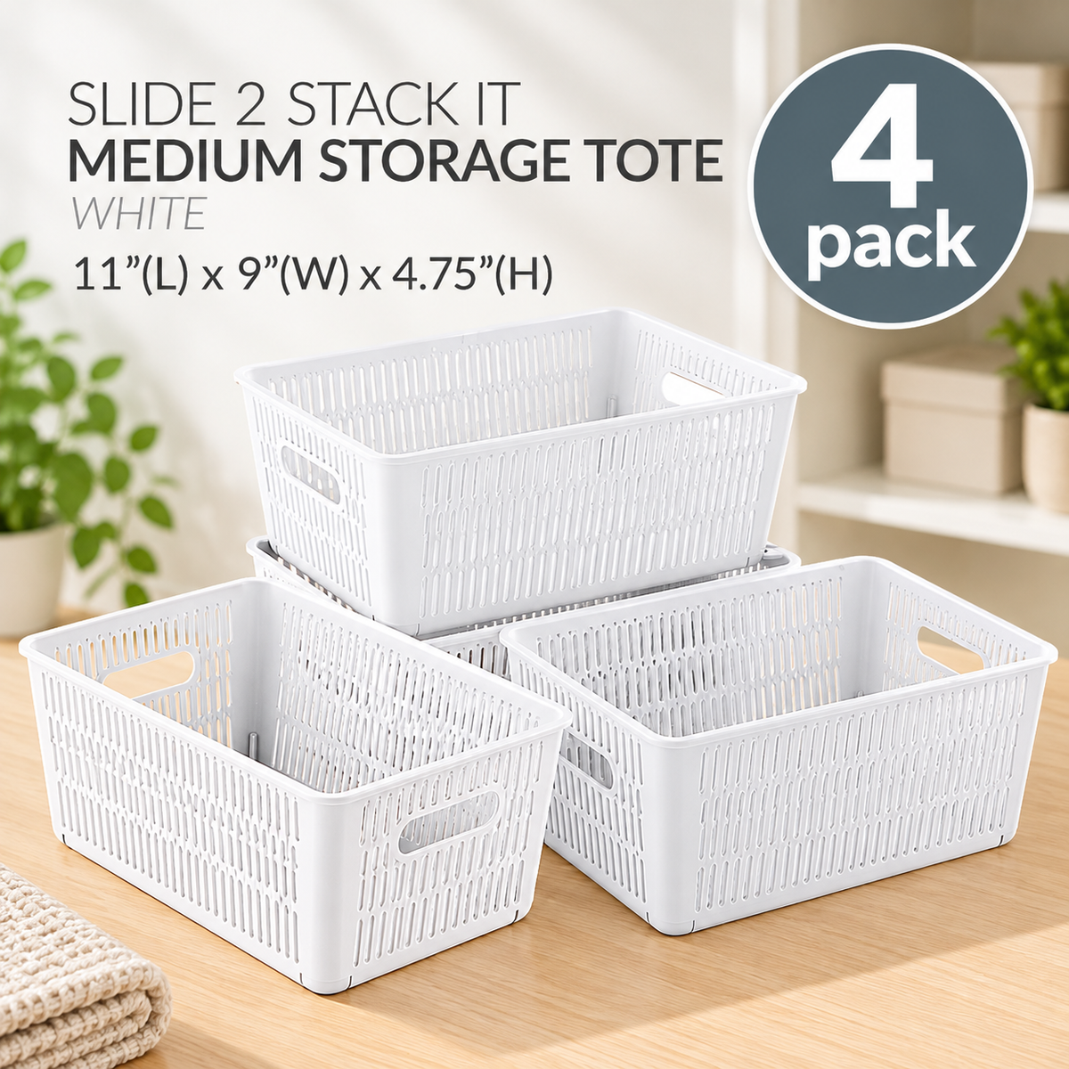 4-Pack Stackable Storage Baskets