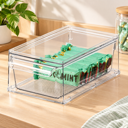 Clear Stackable Pull-Out Storage Drawer