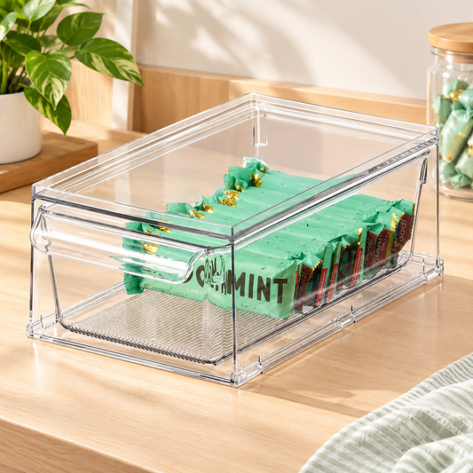 Clear Stackable Pull-Out Storage Drawer