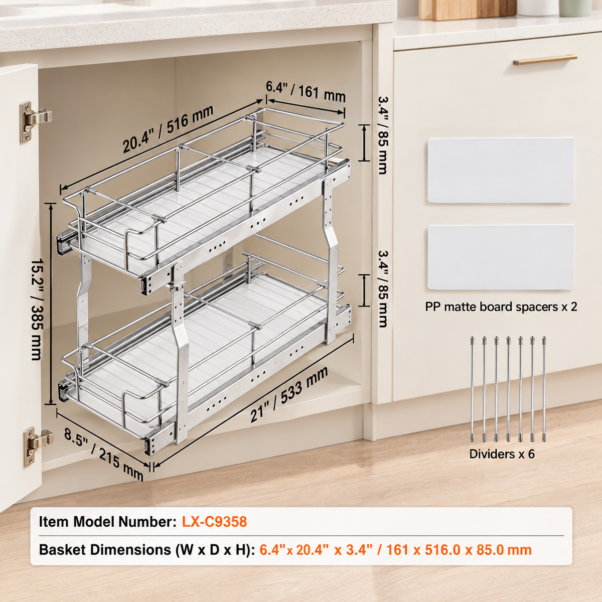 2-Tier Pull-Out Cabinet Organizer