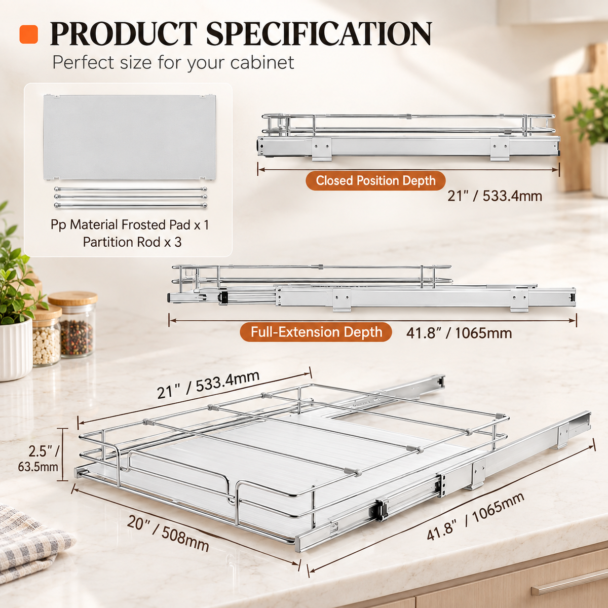 Pull-Out Sliding Cabinet Organizer