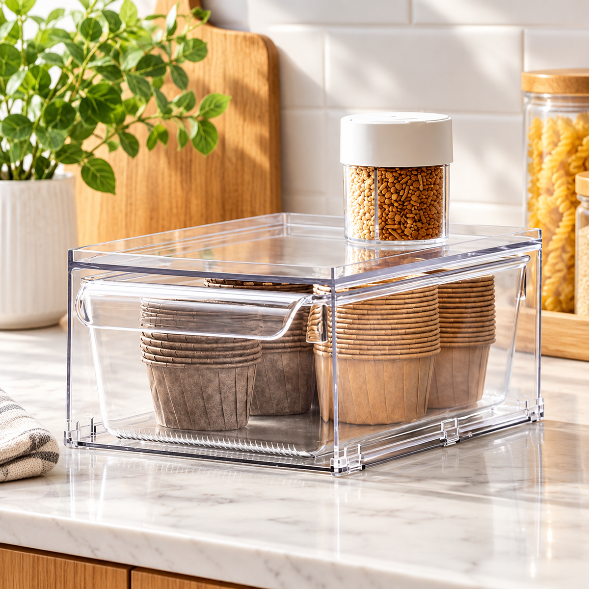 Clear Stackable Pull-Out Storage Drawer