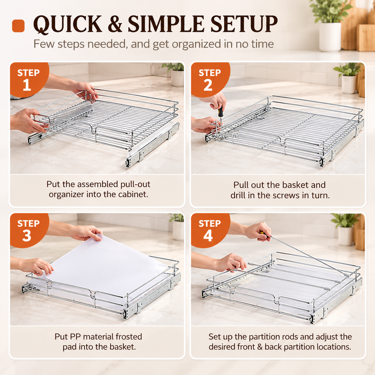 Pull-Out Sliding Cabinet Organizer