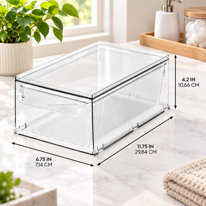 Clear Stackable Pull-Out Storage Drawer