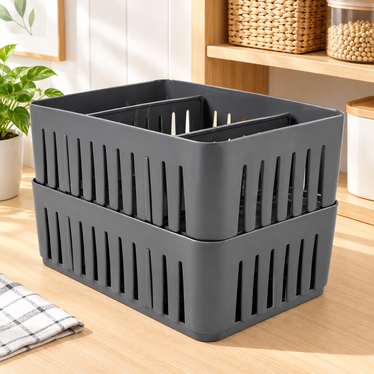 Adjustable Divider Stackable Organizer Bin