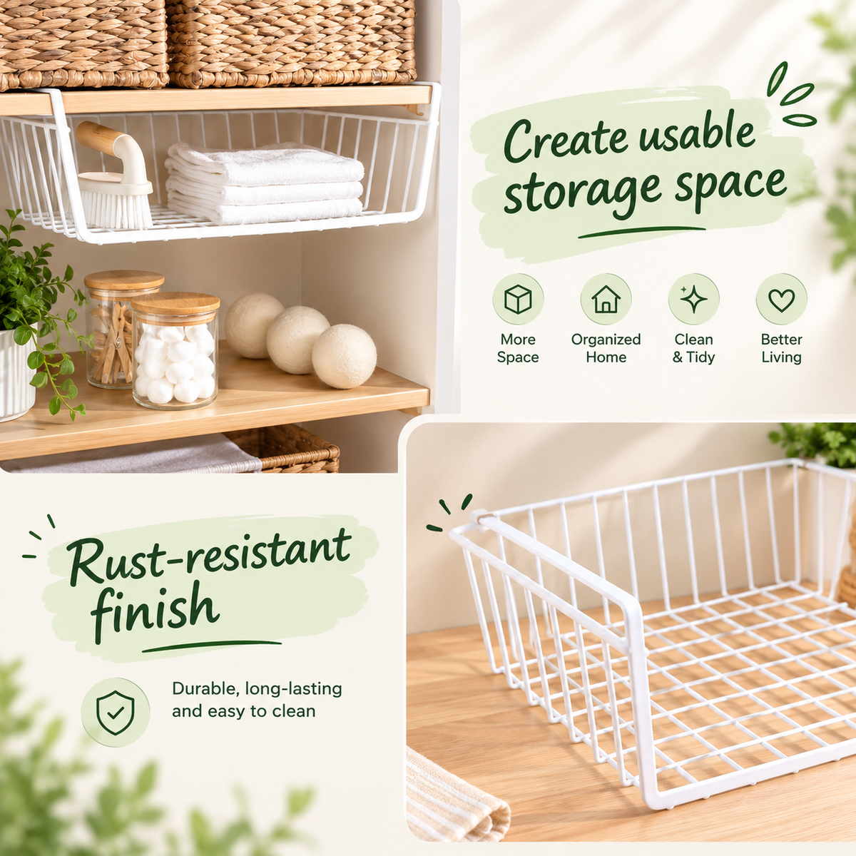 Under-Shelf Wire Storage Baskets