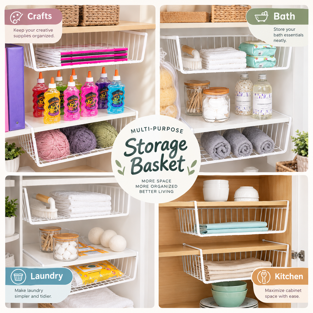 Under-Shelf Wire Storage Baskets