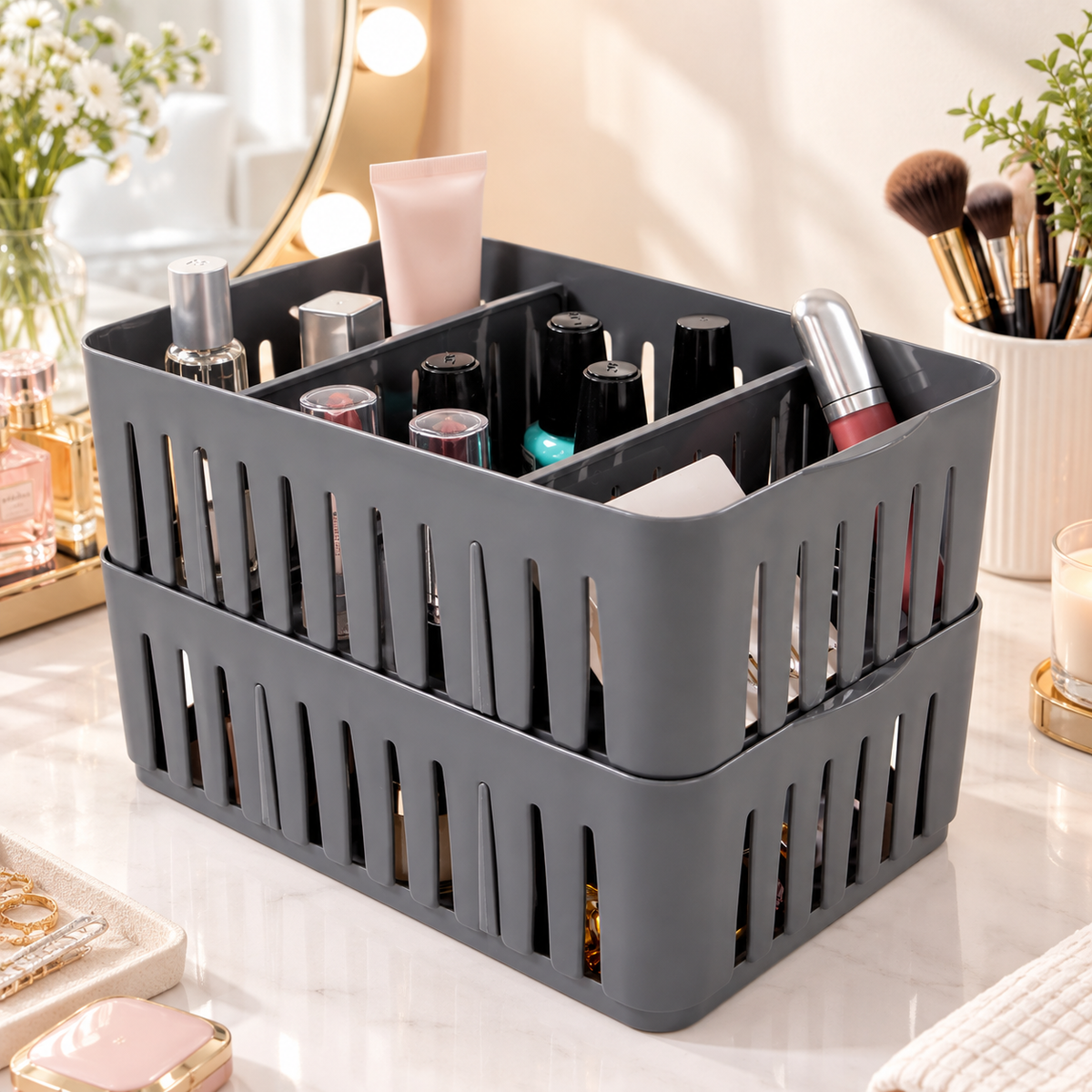 Adjustable Divider Stackable Organizer Bin